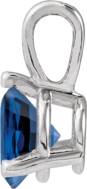 Platinum Round Lab-Grown Blue Sapphire Solitaire Necklace or Pendant - view 2