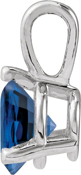 14K Gold Round Lab-Grown Blue Sapphire Solitaire Necklace or Pendant - White Gold - view 2