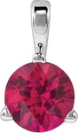 Platinum Round Lab-Grown Ruby Solitaire Necklace or Pendant