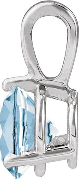 Platinum Round Lab-Grown Aqua Sapphire Solitaire Necklace or Pendant II - view 2