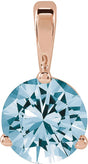 14K Gold Round Lab-Grown Aqua Sapphire Solitaire Necklace or Pendant II - Rose Gold