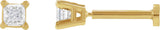 14K Gold Natural Diamond Square 4-Prong Lightweight Stud Earrings - Yellow Gold