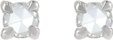 14K Gold Natural Diamond Round Rose-Cut 4-Prong Claw Stud Earrings - White Gold - view 2