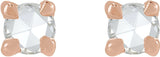 14K Gold Natural Diamond Round Rose-Cut 4-Prong Claw Stud Earrings - Rose Gold - view 2