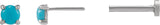 14K Gold Natural Turquoise Round Rose-Cut 4-Prong Claw Stud Earrings - White Gold - view 3