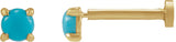 14K Gold Natural Turquoise Round Rose-Cut 4-Prong Claw Stud Earrings - Yellow Gold