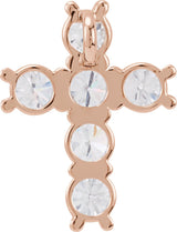 14K Gold Round Natural Diamond Cross Necklace or Pendant – up to 1 3/8 CTW - Rose Gold - view 4