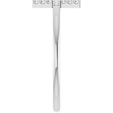 14K Gold Round Natural Diamond Sideways Cross Ring - White Gold - view 4
