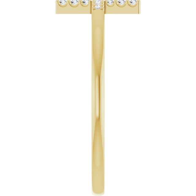 14K Gold Round Lab-Grown Diamond Sideways Cross Ring - Yellow Gold - view 4