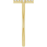 14K Gold Round Natural Diamond Sideways Cross Ring - Yellow Gold - view 4