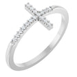 14K Gold Round Lab-Grown Diamond Sideways Cross Ring - White Gold