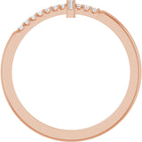 14K Gold Round Lab-Grown Diamond Sideways Cross Ring - Rose Gold - view 2