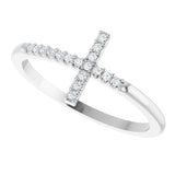 14K Gold Round Lab-Grown Diamond Sideways Cross Ring - White Gold - view 5