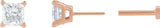14K Gold Natural Diamond Square 4-Prong Lightweight Stud Earrings - Rose Gold - view 3