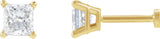 14K Gold Natural Diamond Square 4-Prong Lightweight Stud Earrings - Yellow Gold