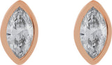 14K Gold Natural Diamond Marquise Bezel-Set Stud Earrings – 3.5x1.75mm - Rose Gold - view 2