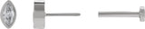 14K Gold Natural Diamond Marquise Bezel-Set Stud Earrings – 3.5x1.75mm - White Gold - view 3