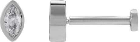 14K Gold Natural Diamond Marquise Bezel-Set Stud Earrings – 3.5x1.75mm - White Gold