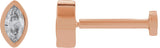 14K Gold Natural Diamond Marquise Bezel-Set Stud Earrings – 3.5x1.75mm - Rose Gold