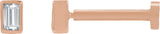 14K Gold Lab-Grown Diamond Straight Baguette Bezel-Set Stud Earrings – 3x1.5mm - Rose Gold
