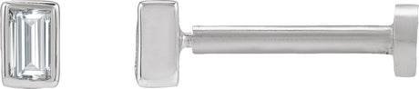14K Gold Lab-Grown Diamond Straight Baguette Bezel-Set Stud Earrings – 3x1.5mm - White Gold
