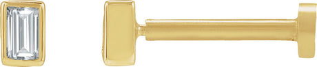 14K Gold Natural Diamond Straight Baguette Bezel-Set Stud Earrings – 2.5x1.5mm - Yellow Gold