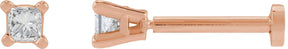 14K Gold Natural Diamond Square 4-Prong Lightweight Stud Earrings - Rose Gold