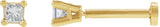 14K Gold Natural Diamond Square 4-Prong Lightweight Stud Earrings - Yellow Gold