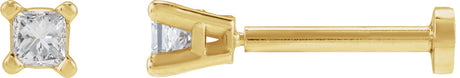 14K Gold Natural Diamond Square 4-Prong Lightweight Stud Earrings - Yellow Gold