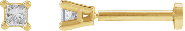 14K Gold Natural Diamond Square 4-Prong Lightweight Stud Earrings - Yellow Gold
