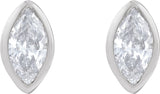 14K Gold Natural Diamond Marquise Bezel-Set Stud Earrings – 3.5x1.75mm - White Gold - view 4