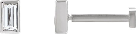 14K Gold Lab-Grown Diamond Straight Baguette Bezel-Set Stud Earrings – 3x1.5mm - White Gold