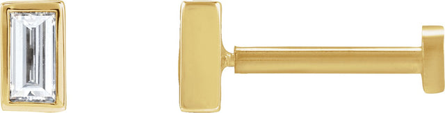 14K Gold Natural Diamond Straight Baguette Bezel-Set Stud Earrings – 2.5x1.5mm - Yellow Gold