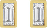 14K Gold Lab-Grown Diamond Straight Baguette Bezel-Set Stud Earrings – 3x1.5mm - Yellow Gold - view 2