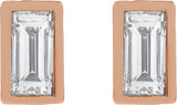 14K Gold Lab-Grown Diamond Straight Baguette Bezel-Set Stud Earrings – 3x1.5mm - Rose Gold - view 2
