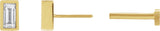14K Gold Lab-Grown Diamond Straight Baguette Bezel-Set Stud Earrings – 3x1.5mm - Yellow Gold - view 3