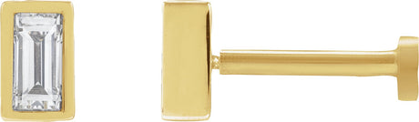 14K Gold Natural Diamond Straight Baguette Bezel-Set Stud Earrings – 2.5x1.5mm - Yellow Gold