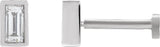 14K Gold Lab-Grown Diamond Straight Baguette Bezel-Set Stud Earrings – 3x1.5mm - White Gold