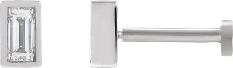 14K Gold Lab-Grown Diamond Straight Baguette Bezel-Set Stud Earrings – 3x1.5mm - White Gold