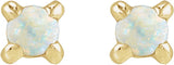 14K Gold Natural White Opal Round Rose-Cut 4-Prong Claw Stud Earrings - Yellow Gold - view 2