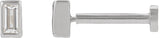 14K Gold Lab-Grown Diamond Straight Baguette Bezel-Set Stud Earrings – 3x1.5mm - White Gold