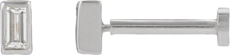 14K Gold Lab-Grown Diamond Straight Baguette Bezel-Set Stud Earrings – 3x1.5mm - White Gold