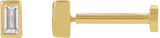 14K Gold Natural Diamond Straight Baguette Bezel-Set Stud Earrings – 2.5x1.5mm - Yellow Gold