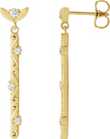 14K Gold Round Natural Diamond Vintage-Inspired Earrings – 1.8mm Stones - Yellow Gold