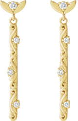 14K Gold Round Natural Diamond Vintage-Inspired Earrings – 1.8mm Stones - Yellow Gold - view 2