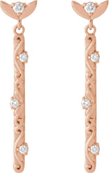 14K Gold Round Natural Diamond Vintage-Inspired Earrings – 1.8mm Stones - Rose Gold - view 2