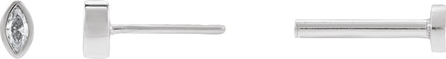 14K Gold Natural Diamond Marquise Bezel-Set Stud Earrings – 3.5x1.75mm - White Gold - view 3