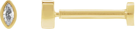 14K Gold Natural Diamond Marquise Bezel-Set Stud Earrings – 3.5x1.75mm - Yellow Gold