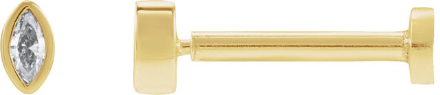 14K Gold Natural Diamond Marquise Bezel-Set Stud Earrings – 3.5x1.75mm - Yellow Gold