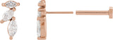 14K Gold Marquise Natural Diamond Accented Earrings - Rose Gold - view 2